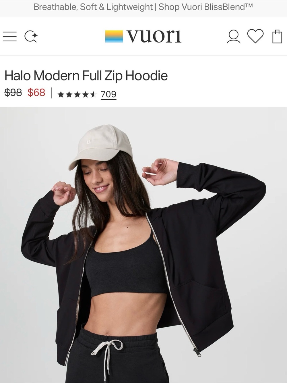 Vuori Halo Modern Black Track Jacket & Jogger Set Size Medium
